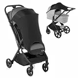 Jané Sonnenschutz Kinderwagen UPF 50+, Universal Elastisch, Atmungsaktiv, UV Schutz für Buggy und Babywanne, Schwarz