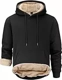 Tansozer Herren Warme Kapuzenpullover Fleece Sweatshirts Hoodies Gefütterte Winterpullover Fleecepullover (Schwarz, XL)