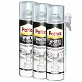 Pattex White Line PU Schaum, Montageschaum mit feiner, homogener Zellstruktur, Isolieren, Füllen und Fixieren, Weiß, 3x 500 ml