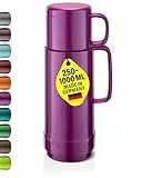 ROTPUNKT Isolierflasche 500ml mit integriertem Becher - Hochwertige Isolierkanne Made in Germany I Bis zu 24 h heiß & 36 h kalt (Andreas 80, Shiny Grape)