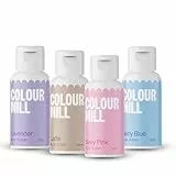 Colour Mill Lebensmittelfarbe pastell Set – 4 x 20ml Ölbasiert (Baby Blue, Baby Pink, Latte, Lavender) – UV-beständig – Perfekt für Backen & als Backzubehör für Torten, Muffins & Tortendeko