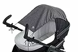 Altabebe (AL7011-33) Universal Sonnensegel mit UV Schutz 50+ für Kinderwagen Babywanne - reißfester Baby Sonnenschutz zum aufrollen - Farbe: melange hellgrau