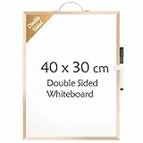 KTRIO Kleines Whiteboard, trocken abwischbar, 40 cm x 30 cm, doppelseitiges magnetisches Whiteboard für die Wand, Aluminiumrahmen, zum Aufhängen und tragbares Schreibtisch-Whiteboard für Studenten,