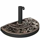 Outsunny Sonnenschirmständer aus Edelstahl Schirmständer mit Griffe, halbrund Schirmhalter, Schirmgewichtfür Sonnenschirm Ø3,8-Ø4,8 cm, für Balkon, Terasse, Garten, Bronze