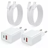 NIBIKIA 2Pack USB C Ladegerät Ladekabel für iPhone Air 17 16 15 Pro/Pro Max, 25W 2-Port USB C Power Adapter Schnellladekabel für iPad Pro/Air, Schnellladegerät Stecker mit 2M Kabel
