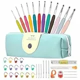 Häkelnadel Set 12 Stück Häkelset für Anfänger Wolle Zum Häkeln Stricken Nadeln Kit 2.0 mm-8.0 mm Ergonomische Soft Gummi Comfort Grip Häkelnadeln Kit mit Tragbaren Tasche (Hellgrün)