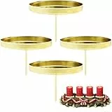 4X Kerzenhalter Adventskranz, 8cm Gold Kerzenhalter Stumpenkerzen Kerzenständer Adventskranz für DIY Advents- und Weihnachtskranz auf Tisch Adventskerzenhalter Metall Stumpenkerzenhalter mit Dorn