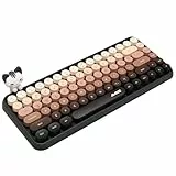 FELiCON Ajazz 308i Kabellose Retro Tastatur, Bluetooth Silent Cute Computer Tastatur mit Runder Punk Tastenkappe, Matte Textur Kompakte 84 Keys, QWERTY, Typewriter Design für PC, Laptop, Mac - Braun