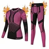 GarBull Thermounterwäsche Damen Skiunterwäsche Set, Thermo Unterwäsche Warme Atmungsaktiv Funktionsunterwäsche Frauen für Home Joggen Skifahren und Radfahren