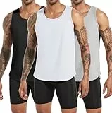 Boyzn 3er Pack Herren Tank Top Fitness Tankshirt Ärmelloses Training Workout Achselshirt Sommer Unterhemd Funktionsunterhemd Laufshirt ts Black/White/Gray-3P01-L
