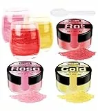Essbares Glitzer Set - 3 Farben Glitzerpulver für Getränke, Geschmacksneutrales Lebensmittelfarbe Pulver, Glitzerpuder für Schokolade, Cocktail Drinks, Fondant, Drinks, Flüssigkeiten - 4g