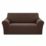 Deconovo Sofabezug Überzug Sofaüberwurf Sofa Cover Sesselbezug Sofahusse Abdeckung Super Elastisch Stretch Jacquard, 2-Sitzer(145-175cm), Dunkelbraun