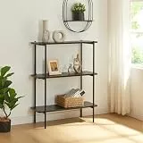 [en.casa] Regal Samnanger Metallregal mit 3 Ablagen Schwarz Standregal Küchenregal stehend 100 x 80 x 34 cm Bücherregal