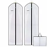 Pwsap 2Stück Kleidersack Anzug Lange, 180x60cm Weiß Anti-Staub Hochzeitskleid Kleidersack Displayschutzfolie Abdeckung, Anzugtasche Kleidersäcke, Abendkleid Brautkleid Mäntel Kleiderhülle Anzugsack