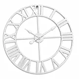 Relaxdays Wanduhr, römische Zahlen, Ø 60 cm, batteriebetriebene Wohnzimmeruhr, analoge Küchenuhr, Eisen, weiß