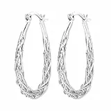 Senteria Sterling Creolen Silber für Damen Silber Oval Creolen Hypoallergene Leichtgewicht Dicke Twist Silber Ohrringe