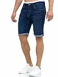 Indicode Herren Caden Jeans Shorts mit 5 Taschen | Herrenshorts Used Look für Männer Blue, L