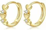 Senteria Gold Creolen für Damen 14 Karat Vergoldet Gedrehte Creolen S925 Silber Post Kleine Goldene Creolens mit Zirkonia Leichte
