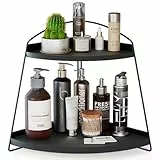 Puricon 2 Etagen Eck Organizer küchenregal Arbeitsplatte Organizer, Aufbewahrungsregal Etagere Badezimmer Kosmetik Organizer Halter Gewürzregal Eckregal für Badezimmer, Küche -1Schwarz