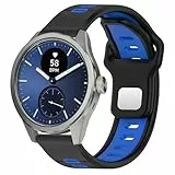 Hiseus Armband Kompatibel mit Withings ScanWatch 2 38mm 42mm Ersatzbänder Sportband (Schwarz/Blau, ScanWatch 2/1 42mm)