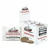 Fisherman's Friend Eucalyptus, 24er Vorratsbox, Eucalyptus und Menthol Geschmack, mit Zucker & vegan, Bonbons für frischen Atem, 24 x 25g