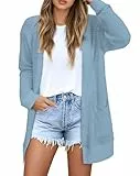 GLEENOD Strickjacke Damen Langarm Casual Lang Elegant Strickmantel Cardigan Open Front Strickpullover mit Taschen