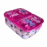 Stor, Brotdose Kinder mit Fächern Stitch und Angel, Lunch Box Kínder mit 3 Fächern, Snacks Halter für die Schule, Ideal für Mittagessen, Leicht zu Reinigen und Leichtgewichtig, (Kawaii) 17x14x5Cm