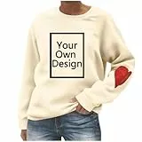 Generisch Sweatshirt Damen Personalisiert Pullover Selbst Gestalten Oberteile Elegante Sweatshirts ohne Kapuze Pulli Bedrucken Lassen Wollpullover Lässig Sweater mit Foto Streetwear Beige L