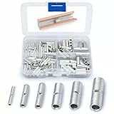 Wirefy 100er Set Kabelverbinder unisoliert - 100 Quetschverbinder Stoßverbinder 0,25-10mm² - 100x Kabel Verbinder Crimpverbinder - Schrumpfverbinder Stossverbinder Set