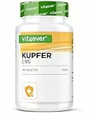 Kupfer - 365 Tabletten mit jeweils 2 mg - 1 Jahresvorrat - Hohe Bioverfügbarkeit - Kupfergluconat - Hochdosiert - Vegan - Ohne unerwünschte Zusätze