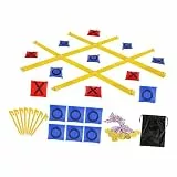 FewNvWa Tic Toe Spiel Outdoor Wurfspiel Set Sandbeutel Zielwurf Spielzeug Nylon Sichere Bodenverankerung für Kinder Erwachsene Park Picknick, Tic Tac Toe Gelb
