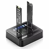FIDECO M.2 NVMe SATA SSD Cloner Dock, USB 3.2 Gen 2 X 2, 20Gbps Dual NVMe SATA SSD Docking Station, Reader Duplicator, Unterstützt Offline-Klon, UASP und Trim, Schwarz