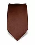 Vincenzo Boretti Herren Krawatte reine Seide uni einfarbig edel Männer-Design zum Hemd mit Anzug für Business Hochzeit 8 cm schmal/breit dunkelbraun