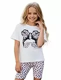 PATPAT Bekleidungssets Mädchen Kleidung: Radlerhose Kinder Kurzarm T-Shirt Top + Sport Radtrikot Leggings Shorts Trainingsanzug Mädchen, Teenager Activewear Party Sommer Geschenk, Lila 3-4 Jahre