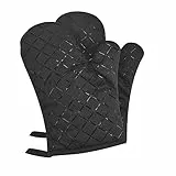 Premium Anti-Rutsch Ofenhandschuhe 1 Paar bis zu 240 °C, Silikon Extrem Hitzebeständige Grillhandschuhe Handschuhe Backofen Handschuhe, zum Kochen, Backen, Barbecue Isolation (Schwarz)