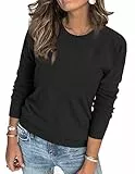 Arach&Cloz Pullover Damen Herbst Winter Strickpullover Pulli Elegant Langarm Winterpullover Rundhals Tops Sweatshirt (Schwarz,M)
