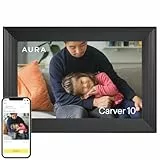 Aura Carver Intelligenter digitaler Bilderrahmen 10,1 Zoll HD WLAN Cloud Digitaler Fotorahmen, Kostenloser unbegrenzter Speicherplatz, Fotos von überall aus senden – Gravel