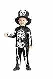 Ciao- Baby Skeleton costume disguise unisex baby (Size 1-2 years) with hat, Black, White