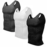 Odoland Unterhemd Herren 3er Pack Kompressionsshirt Herren Shapewear Compression Shirt Body Shaper Tank Tops - Grau/Schwarz/Weiß, XXL