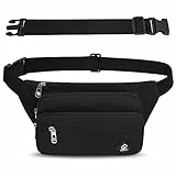 IHIGOGOFA Bauchtasche Gürteltasche Hüfttasche mit Einem 60 cm Verlängerten Gürtel Unisex Modern Umhängetaschen Handytasche für Outdoor Reise Wandern Hundetraining Damen und Herren Schwarz