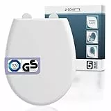 WC-Sitz mit Absenkautomatik TÜV-geprüft | Abnehmbarer Klodeckel aus bruchsicherem Material | Einfache DIY Montage durch Montageschablone | Toilettendeckel und Brille bis 500 kg belastbar | Weiß