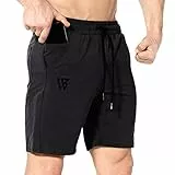 BROKIG Sporthose Herren Kurz Slim Fit Kurze Hosen Fitness Laufshorts Gym Shorts mit Taschen(Schwarz,L)