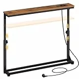 HOOBRO Schmaler Konsolentisch (15 cm breit), höhenverstellbar (63,5-83,5 cm), Sofatisch mit Ladestation, Beistelltisch, Flurtisch für den Eingangsbereich, Flur, Vintagebraun und Schwarz EBF95CXG01