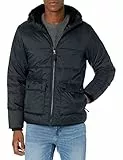 Amazon Essentials Herren Langärmelige, Wasserabweisende Pufferjacke mit Sherpa-Futter, Schwarz, M