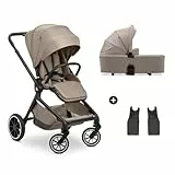 hauck Move N Care Set, Mocha - 2 in 1 Kombikinderwagen ab Geburt bis 22 kg - Babywanne & Wendbarer Buggy mit Liegefunktion, Teleskopgriff, Gummiräder, Federung, UPF 50+, XL Korb