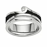 DUR-Schmuck Ring MAUI Lavasand & Zirkonia Silber 925/- rhodiniert, 10mm (R6119) (60 (19.1))