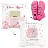 Namalu Mutter Geschenk Geburtstag Weihnachten Muttertagsgeschenk inklusive Kissenbezug 45 x 45 cm für Mama Rosa Lustige Socken Geschenke für Frauen Kissenbezüge Zierkissenbezüge