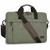 ESTARER Laptoptasche 17.3 Zoll Groß Canvas Aktentasche Herren für Arbeit, College, Reisen, Büro, Armeegrün