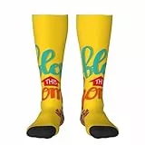 Pevtufa Lustige Kniewärmer, hohe Socken Bless This Home Design, 2, Schwarz, 32 EU, 3