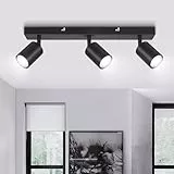 Ketom LED Deckenstrahler Schwarz, Deckenlampe 3 Flammig Schwenkbar, GU10 Küchenlampe Deckenleuchte Srahler, Modern Deckenspot Lampe für Küche, Wohnzimmer, Ohne Leuchtmittel